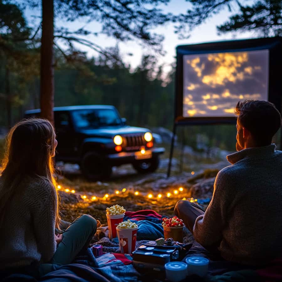 Las Vegas: Couple's Movie Night in the Mountains - Turning a Jeep Into a Private Cinema