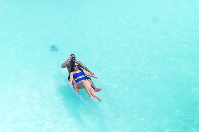 Romantic Clear Kayak Drone Photoshoot for Couples Turks & Caicos - Sitting in the kayak without paddling