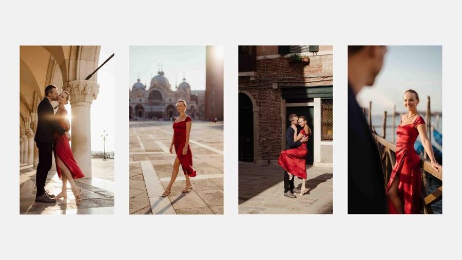 Venice: Elegant couple photos on your vacation - A photo walk that uses Venice itself as the backdrop